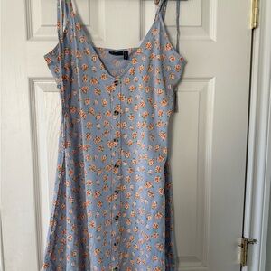 NWT ASOS TALL 100% cotton Light Blue Floral Button-Front Sundress
